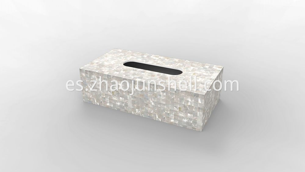 white mother of pearl tissue box